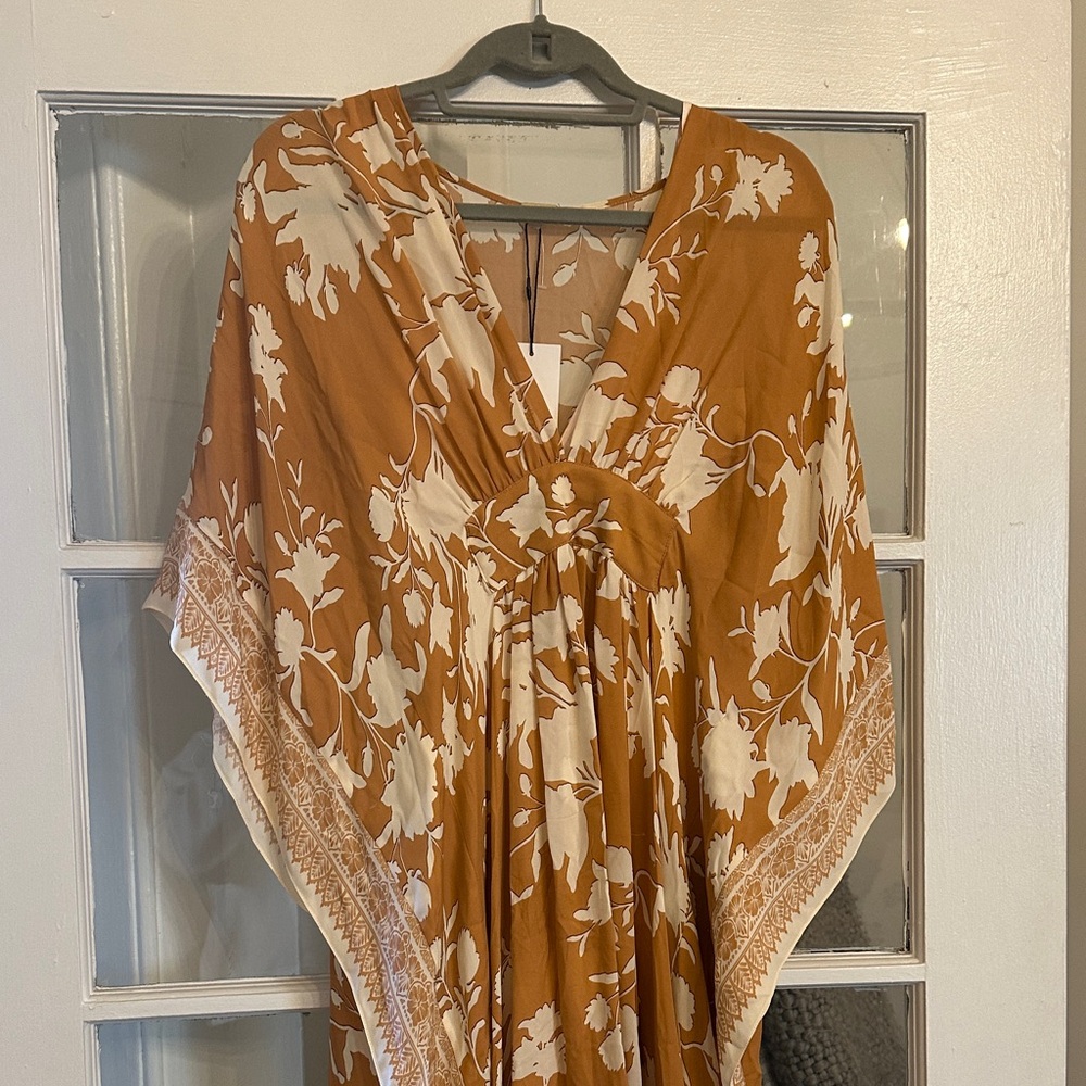 Johanna Ortiz Floral Orange and Cream Maxi Dress - Picture 8 of 12